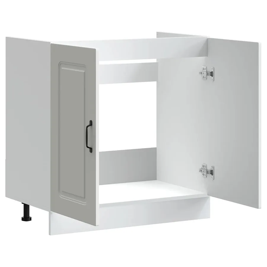 Meuble bas pour évier Kalmar blanc 80x46x81,5cm bois ingénierie - 4