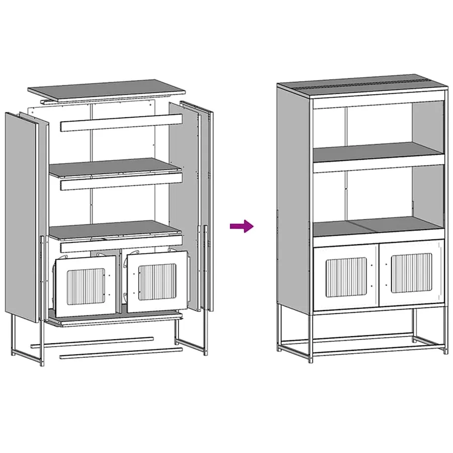 Buffet haut rose 68x39x123 cm acier - 11