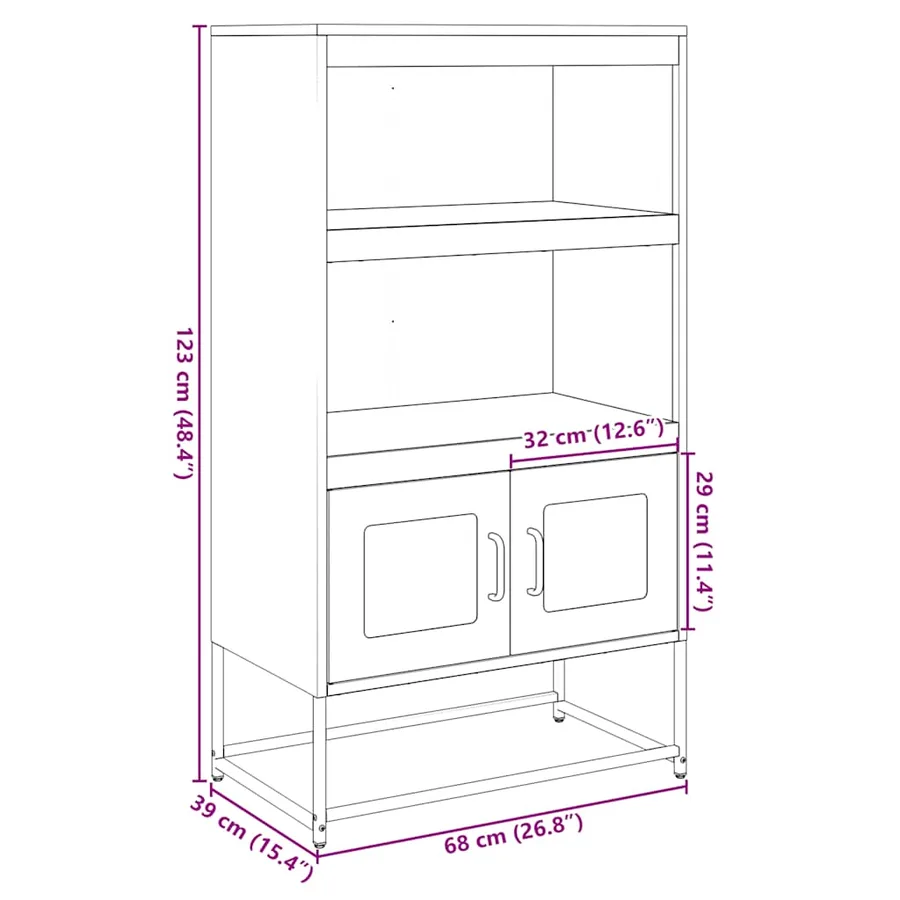 Buffet haut rose 68x39x123 cm acier - 13