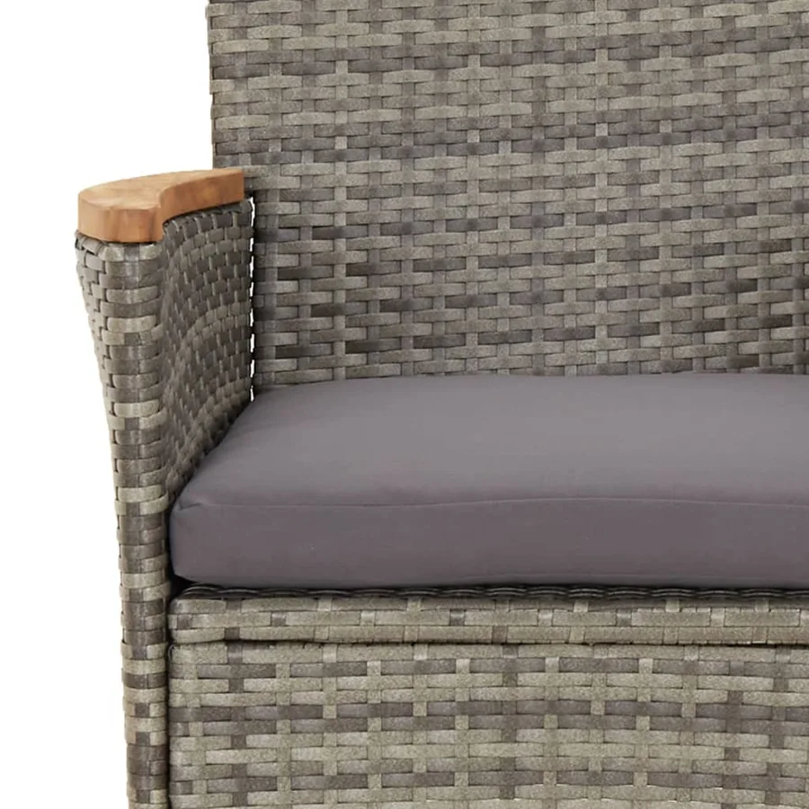 Ensemble à manger de jardin 5 pcs coussins gris résine tressée - 6