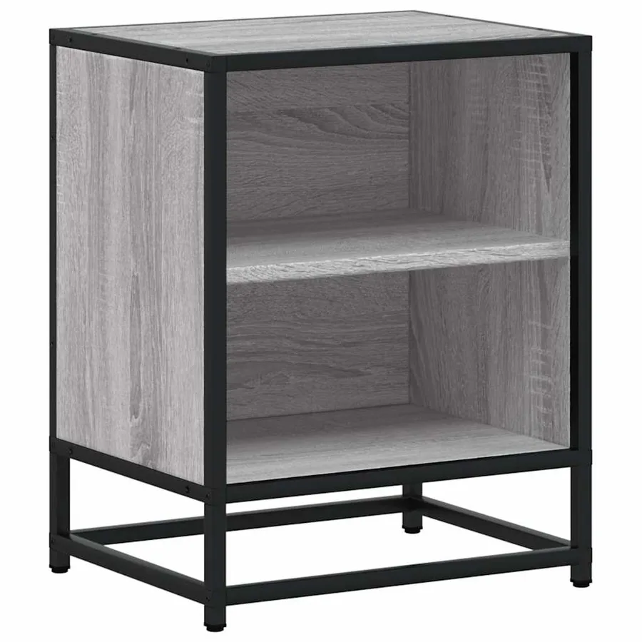 Table de chevet sonoma gris 40x31x50 cm bois d'ingénierie métal - 2