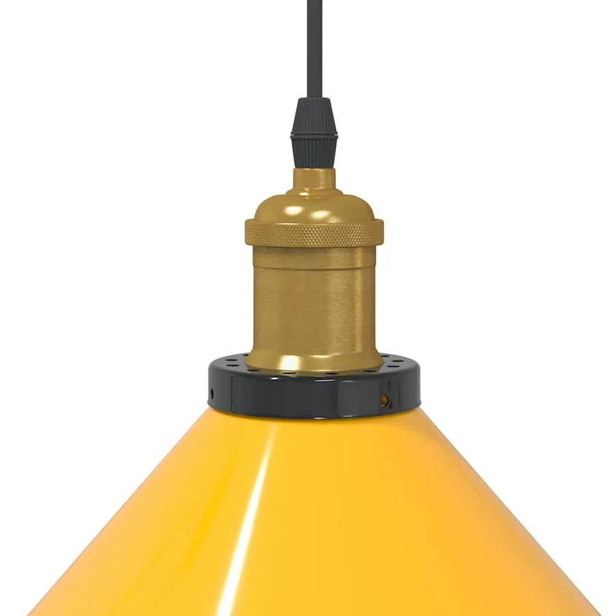 Lampe suspendue réglable hauteur E27 jaune brillant Ø22cm métal - 8