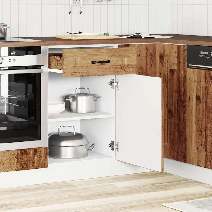Armoire de cuisine Kalmar vieux bois bois d'ingénierie - 3