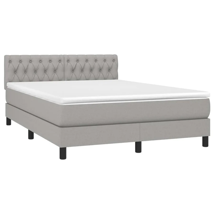 Sommier à lattes de lit avec matelas Gris clair 140x200cm Tissu - 3