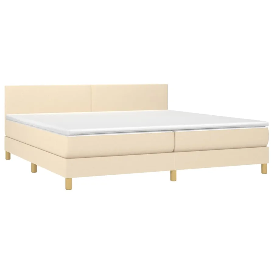 Sommier à lattes de lit et matelas et LED Crème 200x200cm Tissu - 3