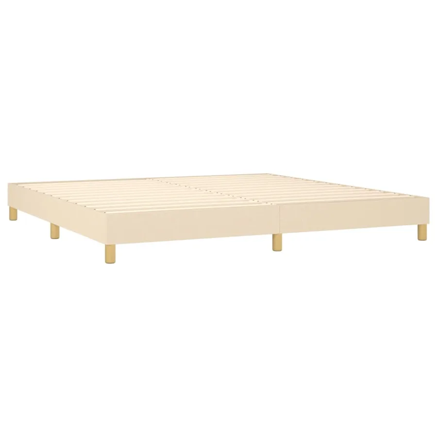 Sommier à lattes de lit et matelas et LED Crème 200x200cm Tissu - 5
