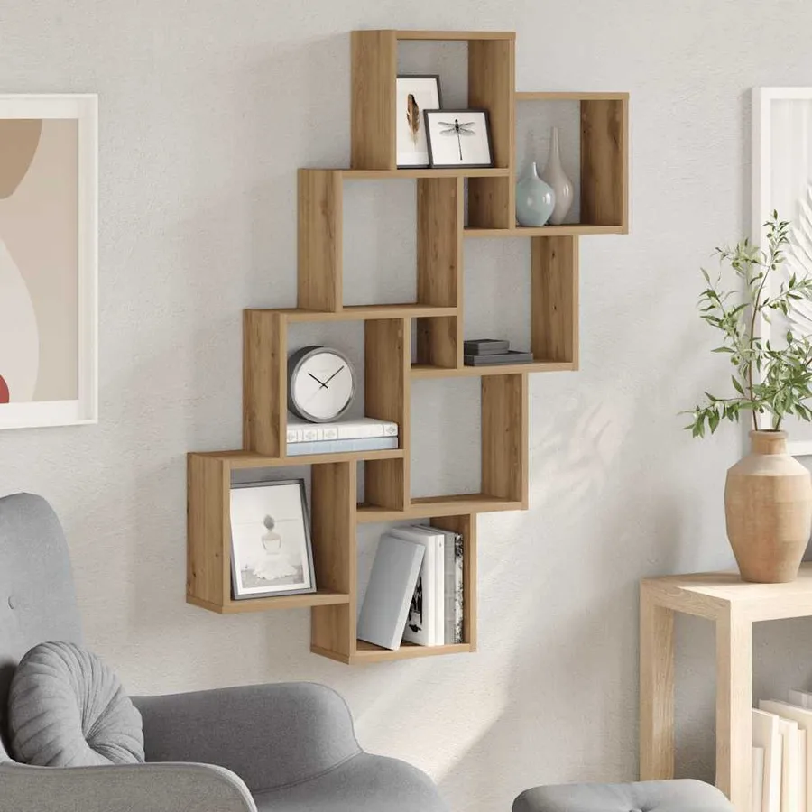 Étagère murale en forme de cube chêne artisanal 90x15x119,5 cm - 3