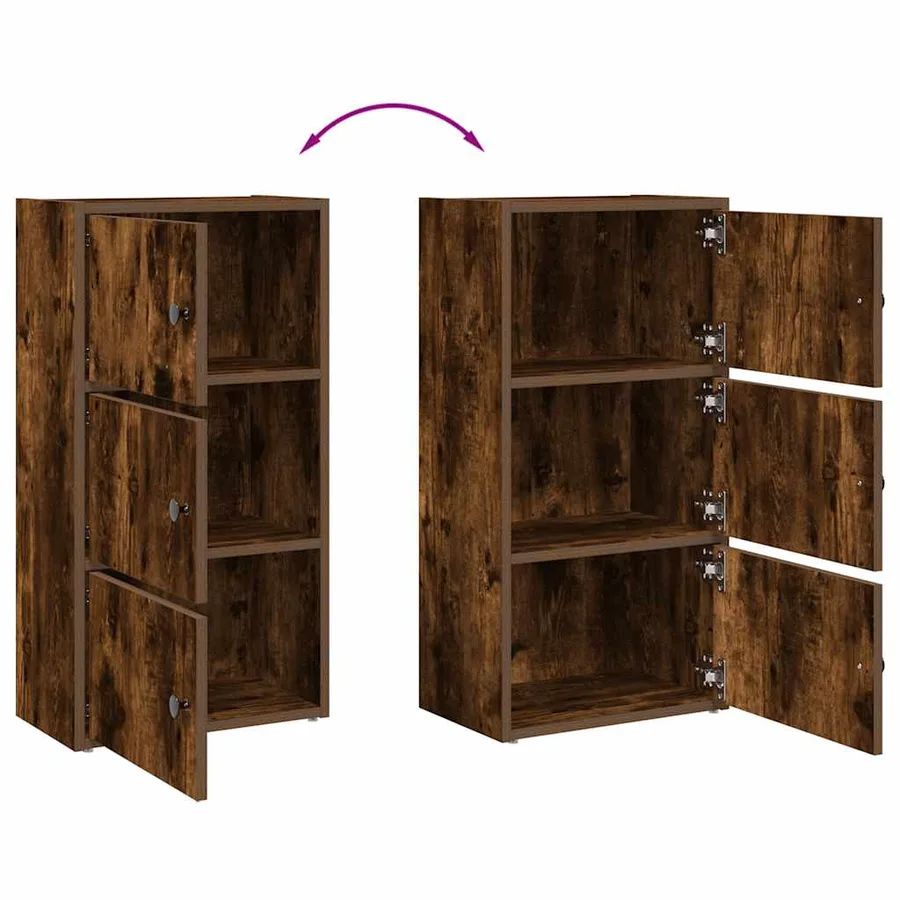 Bibliothèque chêne fumé 40x24x77 cm bois d'ingénierie - 8