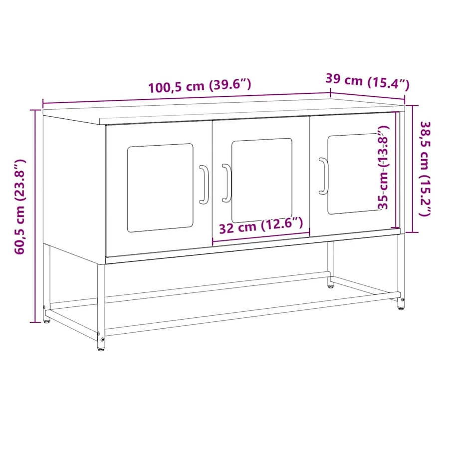 Meuble TV blanc 100,5x39x60,5 cm acier laminé à froid - 14
