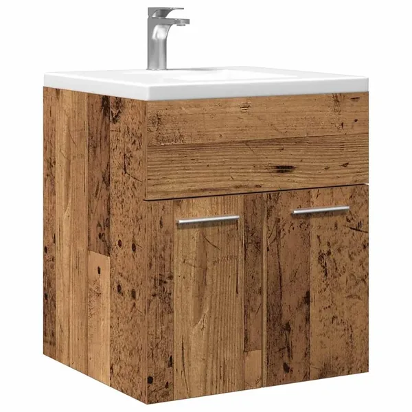Meuble lavabo de salle de bain vieux bois bois d'ingénierie