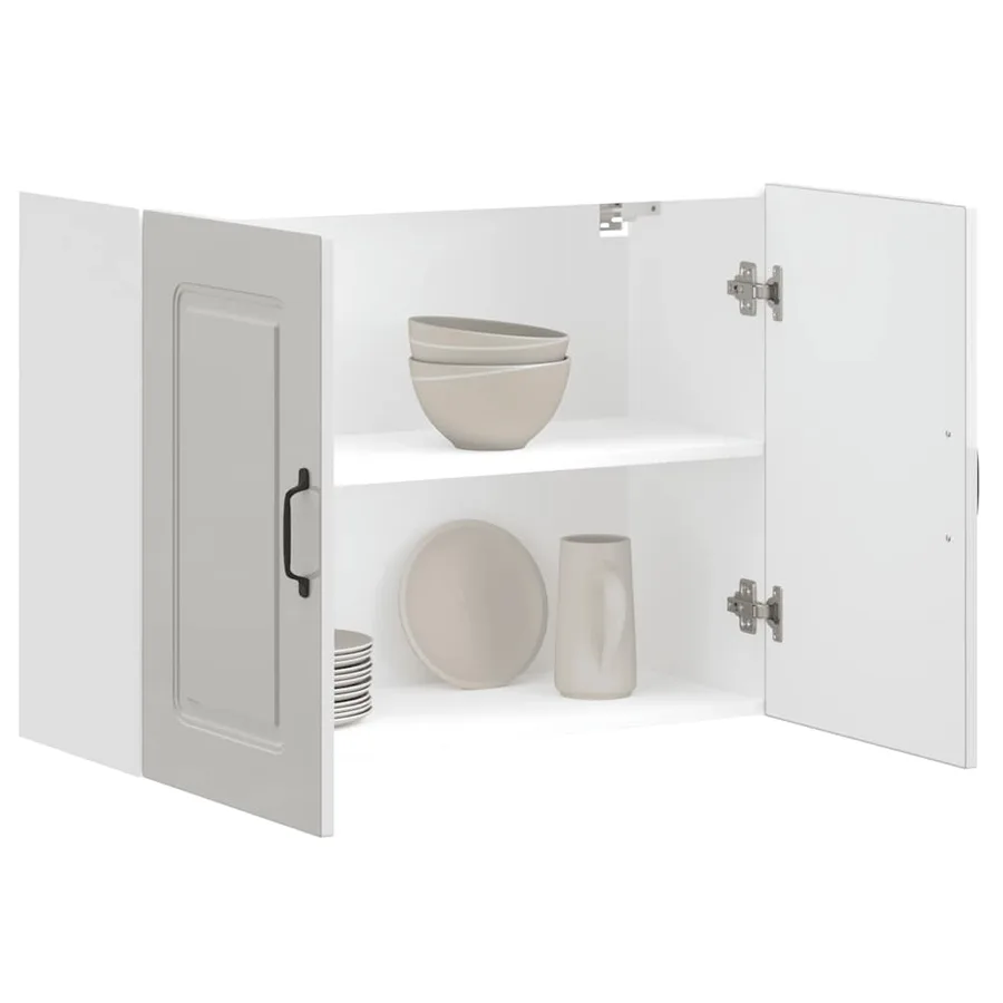 Armoire murale de cuisine Kalmar blanc brillant bois ingénierie - 4