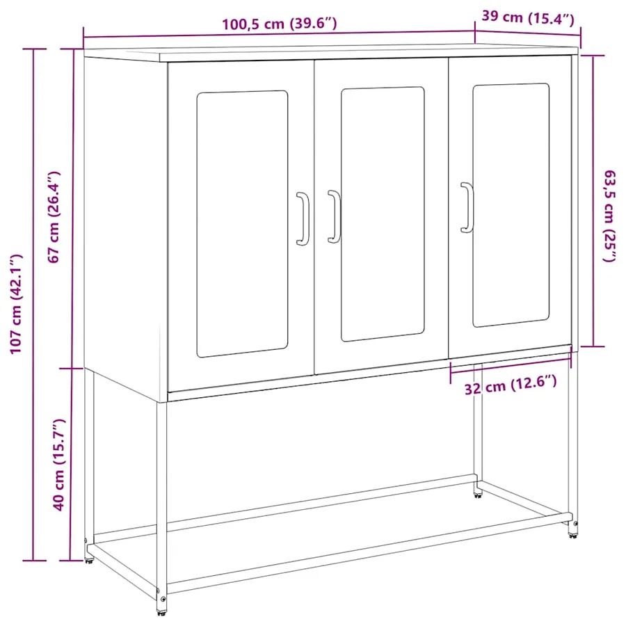Buffet rose 100,5x39x107 cm acier laminé à froid - 13
