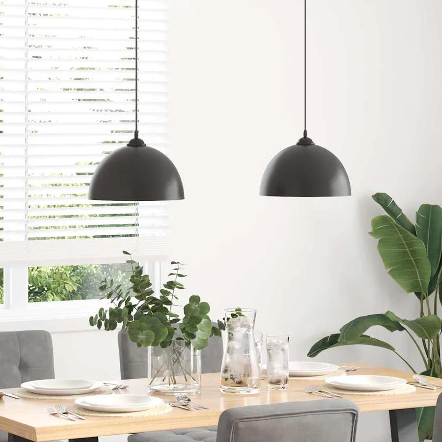 Lampes suspendues 2 pcs hauteur réglable E27 noir Ø 30 cm métal - 3