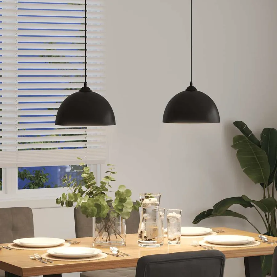 Lampes suspendues 2 pcs hauteur réglable E27 noir Ø 30 cm métal - 4