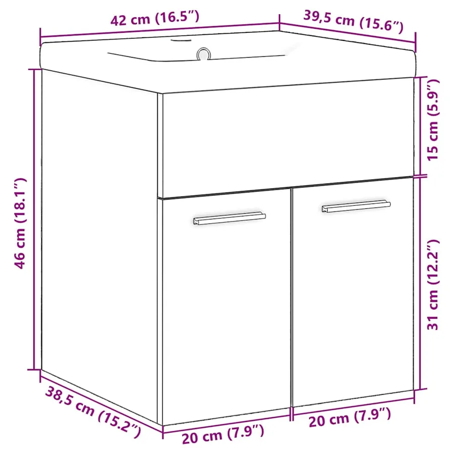 Ensemble de meubles de salle de bain 2 pcs chêne sonoma - 11