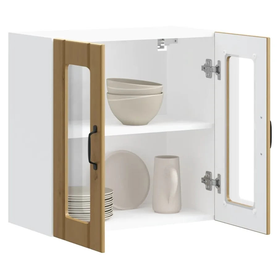 Armoire murale de cuisine avec porte vitrée "Lucca" Chêne artisanal Bois d'ingénierie - 5