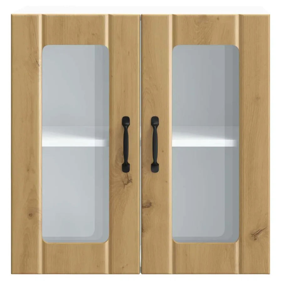 Armoire murale de cuisine avec porte vitrée "Lucca" Chêne artisanal Bois d'ingénierie - 6