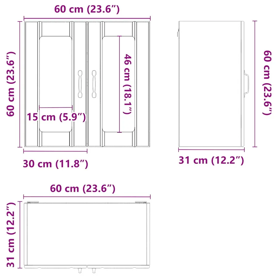 Armoire murale de cuisine avec porte vitrée "Lucca" Bois d'ingénierie blanc brillant - 12