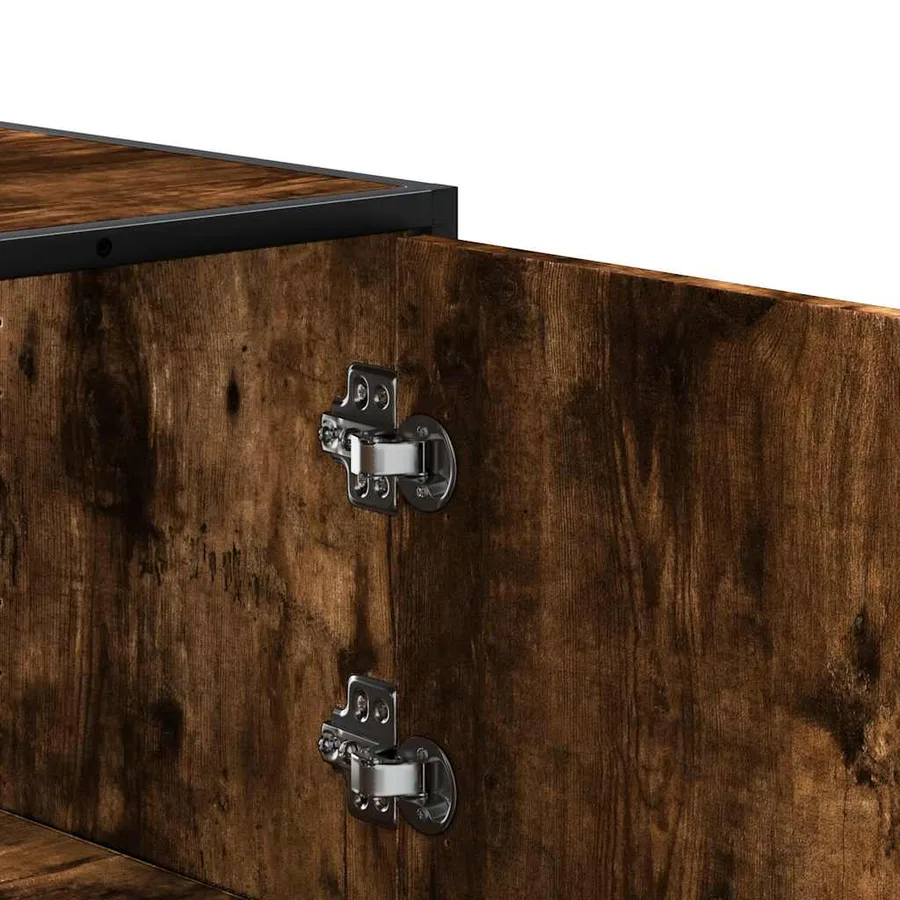 Buffet haut chêne fumé 68x35x139 cm bois d'ingénierie métal - 8
