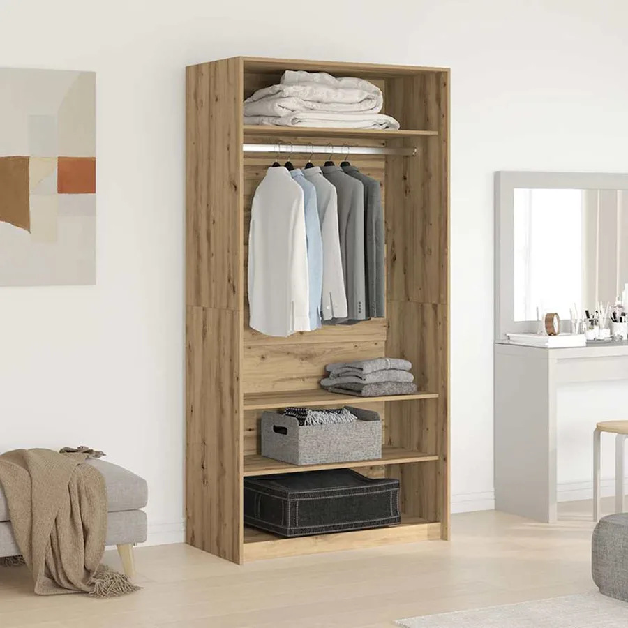 Garde-robe chêne artisanal 100x50x200 cm bois d'ingénierie - 3