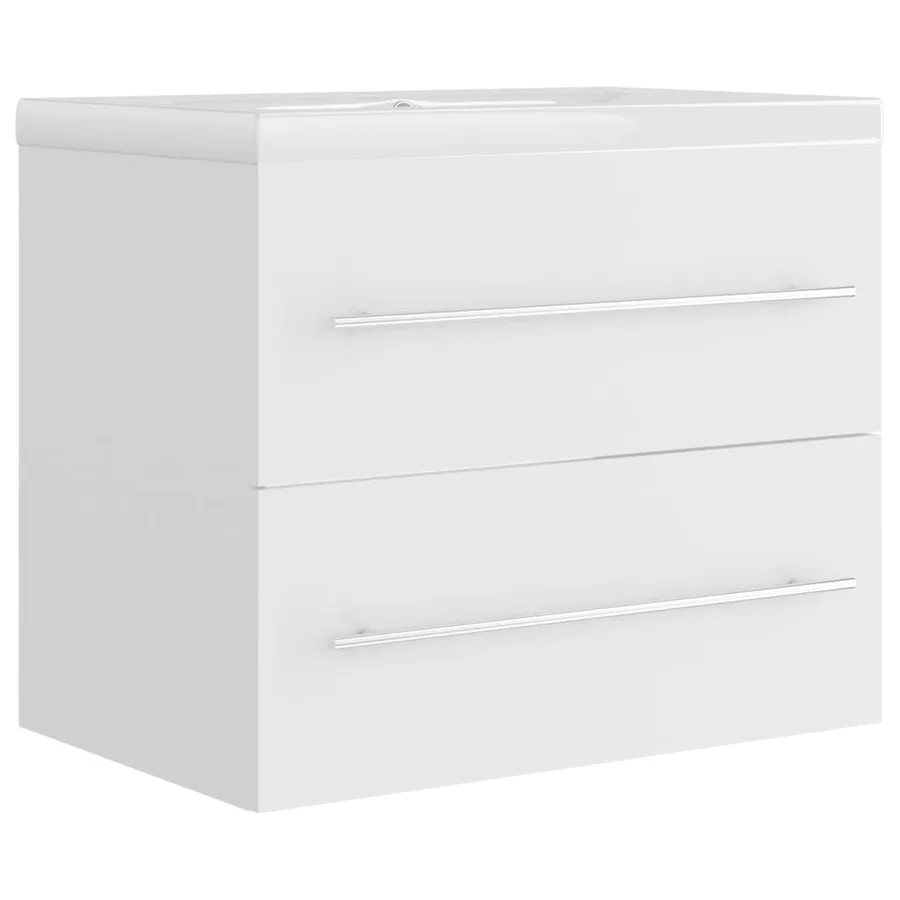 Armoire d'évier avec lavabo intégré Blanc Aggloméré - 2
