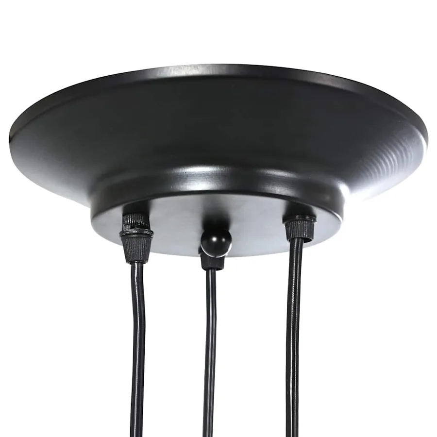 Lampe suspendue avec 3 porte-lampes E27 noir métal - 8