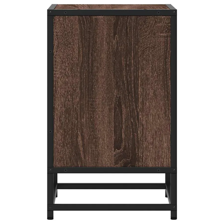 Table de chevet chêne marron 40x31x50cm bois d'ingénierie métal - 6