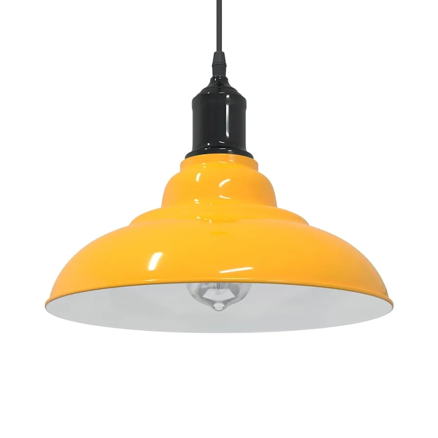 Lampe suspendue réglable hauteur E27 jaune brillant Ø31cm métal