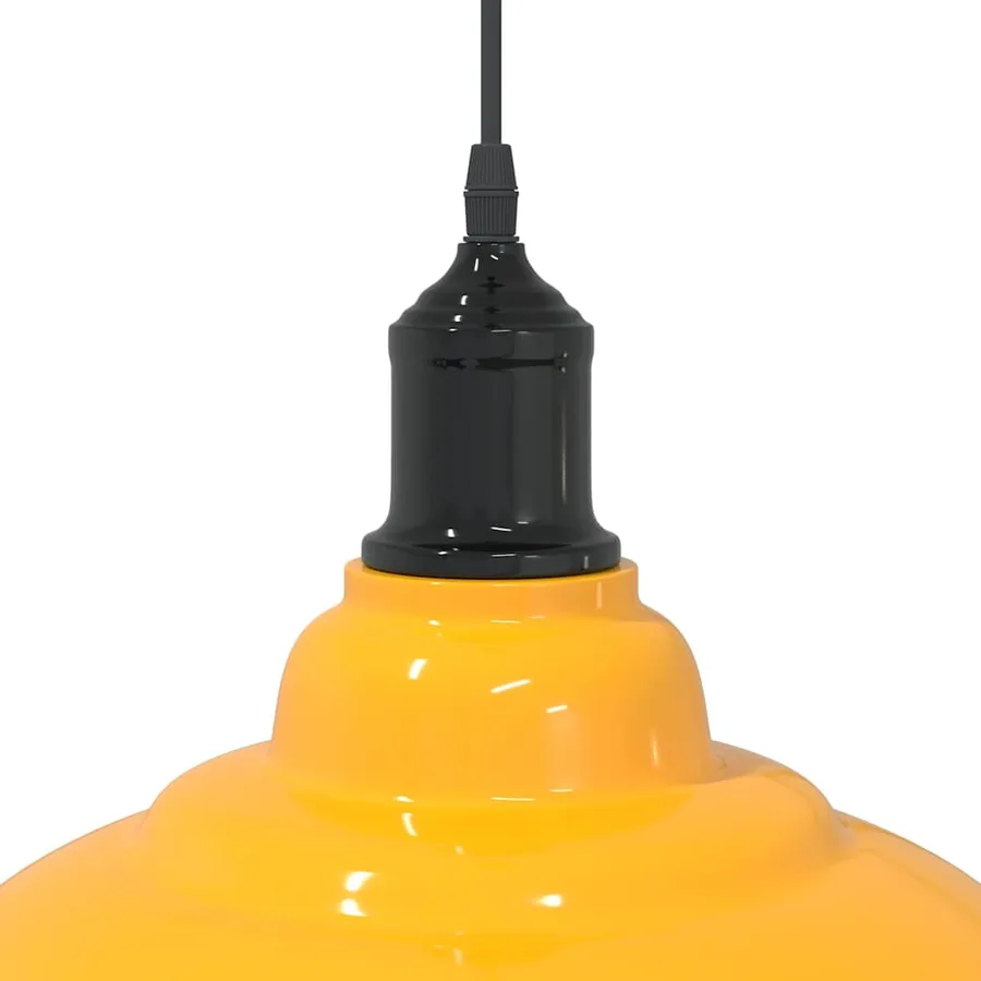 Lampe suspendue réglable hauteur E27 jaune brillant Ø31cm métal - 8