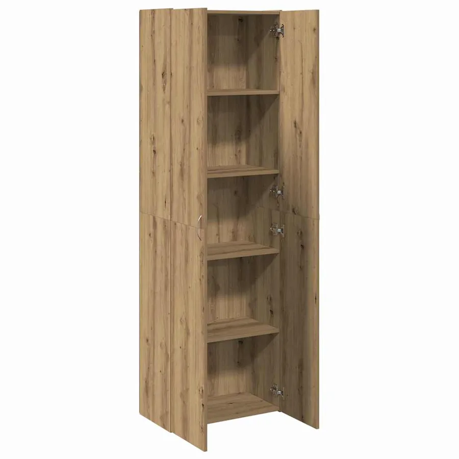 Buffet haut chêne artisanal 60x32x190 cm bois d'ingénierie - 6