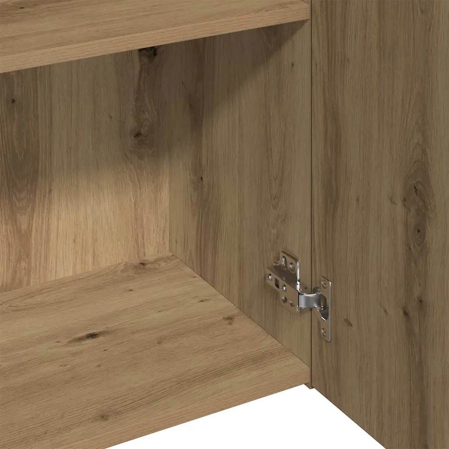 Buffet haut chêne artisanal 60x32x190 cm bois d'ingénierie - 7