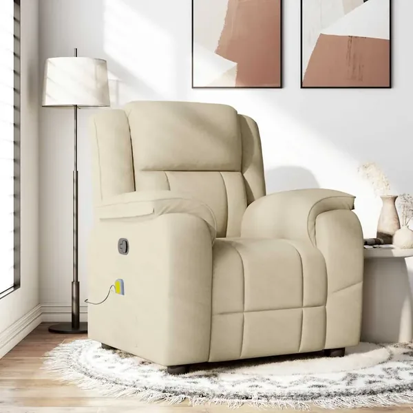Fauteuil de massage inclinable Crème Tissu
