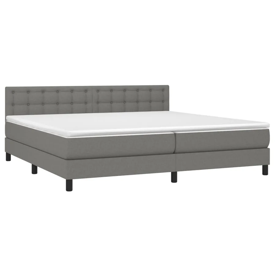 Sommier à lattes de lit avec matelas Gris foncé 200x200cm Tissu - 3