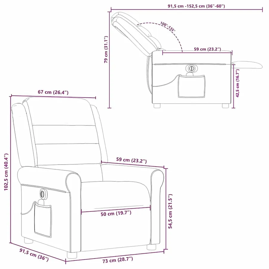Fauteuil inclinable de massage électrique gris foncé tissu - 16