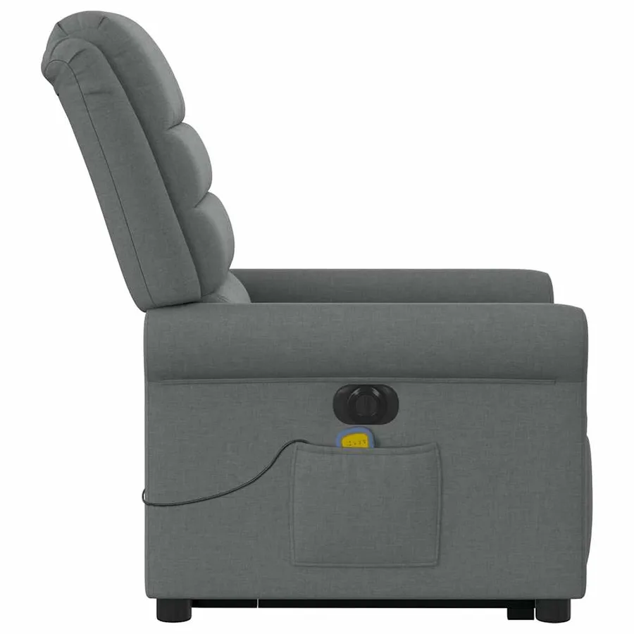 Fauteuil inclinable de massage électrique Gris foncé Tissu - 6