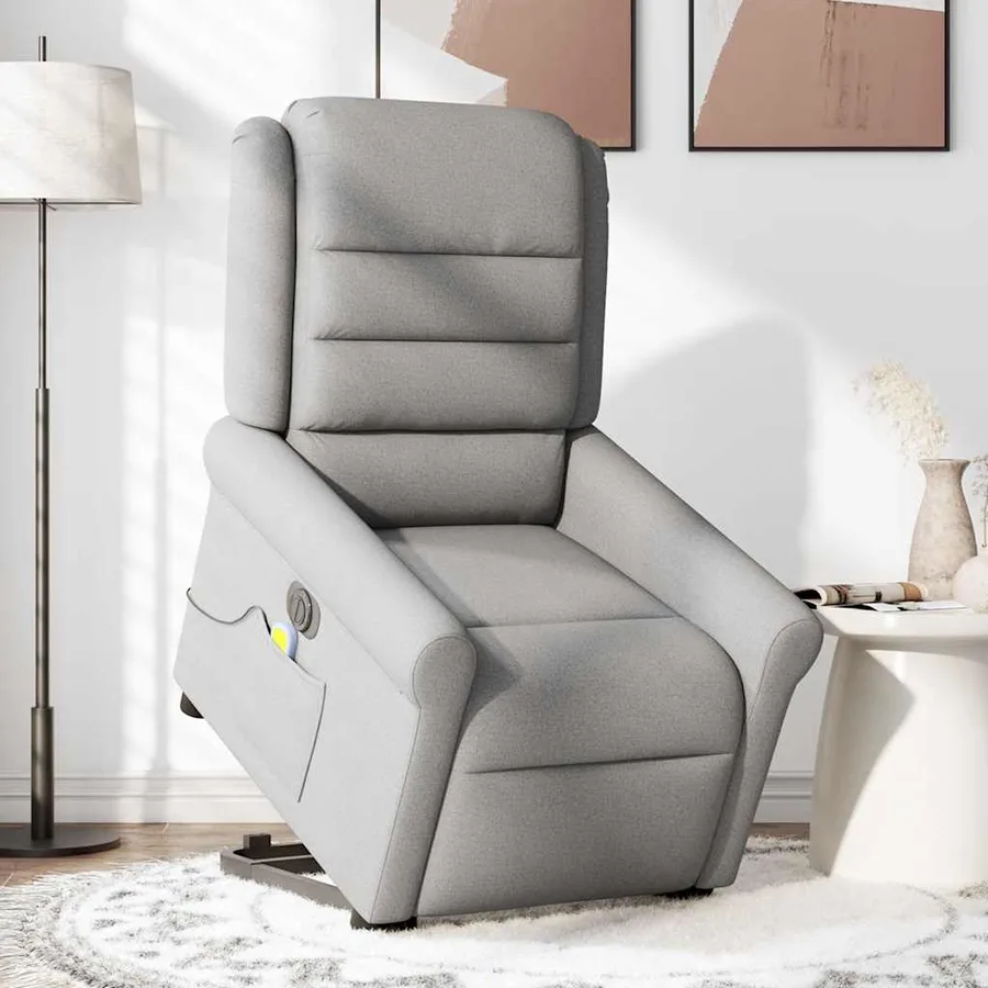 Fauteuil inclinable de massage électrique gris nuage tissu - 3