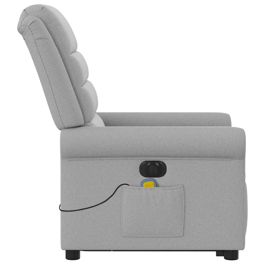 Fauteuil inclinable de massage électrique gris nuage tissu - 6