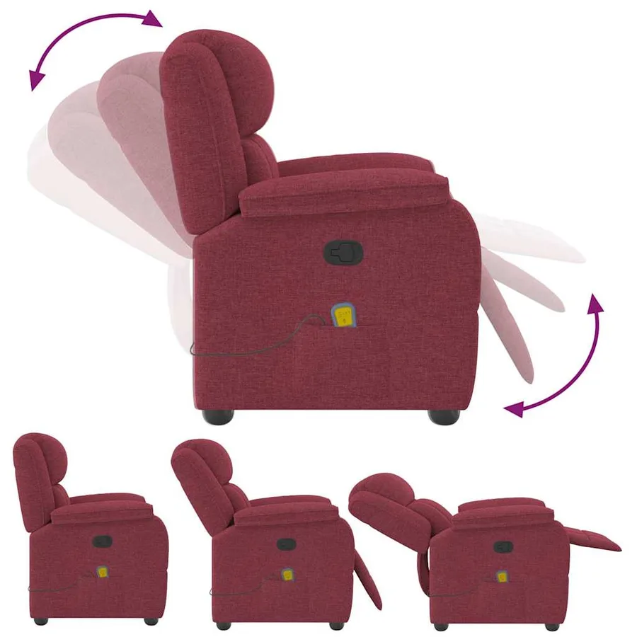Fauteuil de massage inclinable Rouge bordeaux Tissu - 7