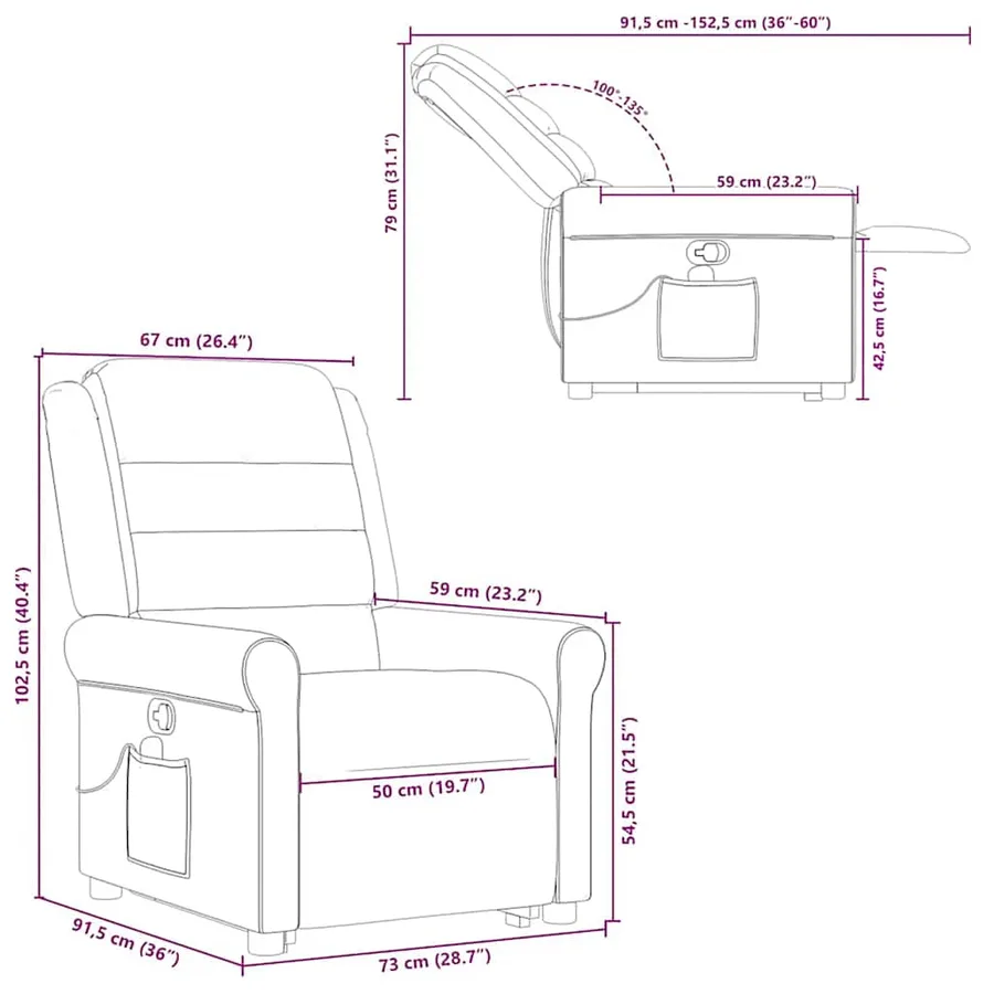 Fauteuil inclinable de massage Vert foncé Tissu - 16