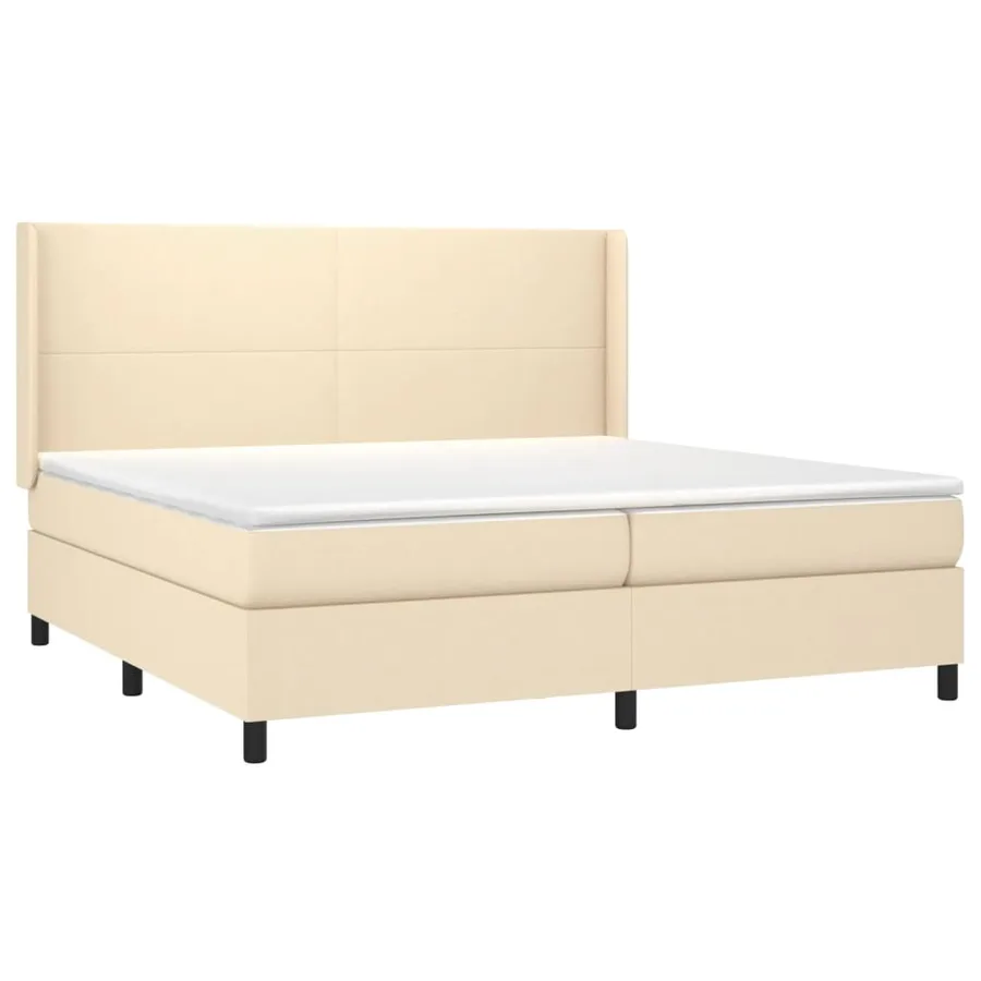 Sommier à lattes de lit avec matelas Crème 200x200 cm Tissu - 3