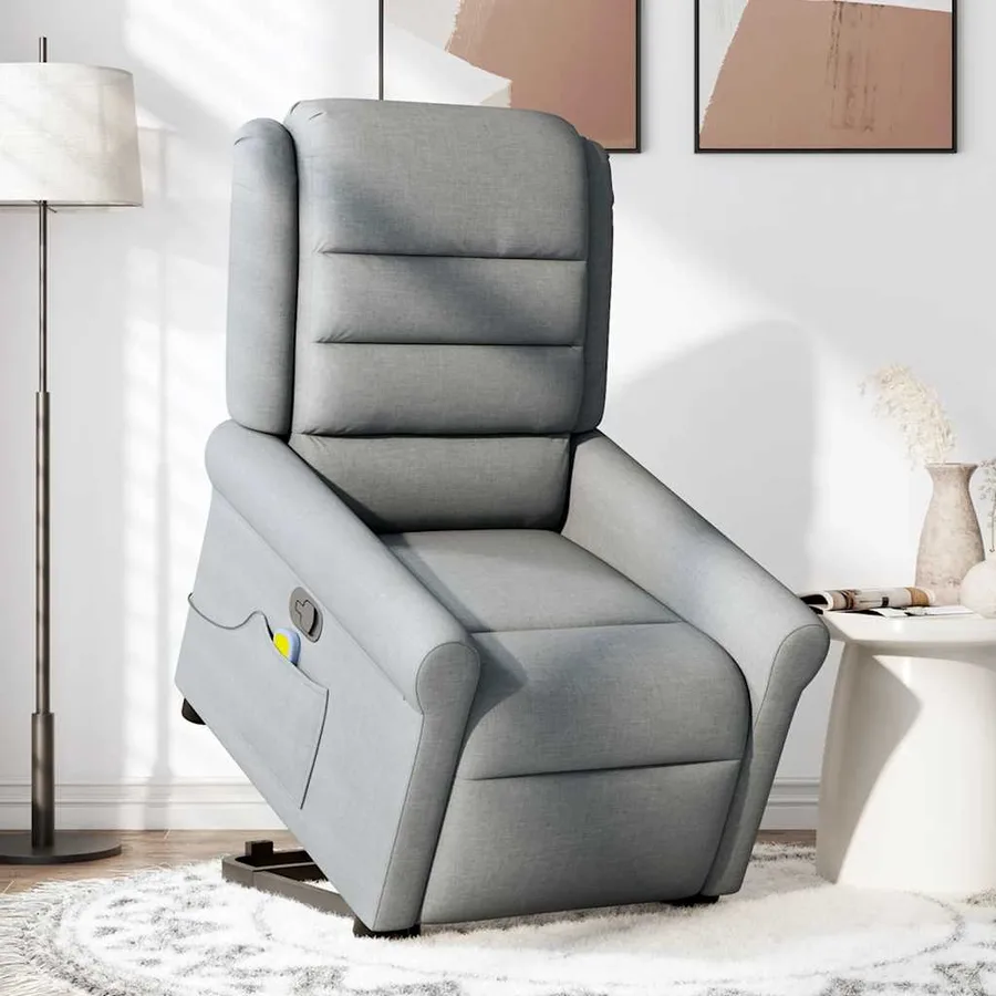 Fauteuil de massage inclinable Gris clair Tissu - 3
