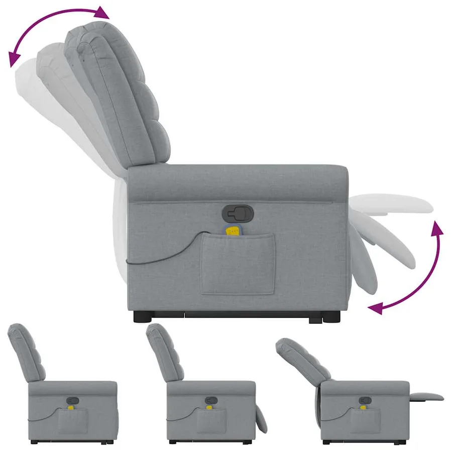 Fauteuil de massage inclinable Gris clair Tissu - 8