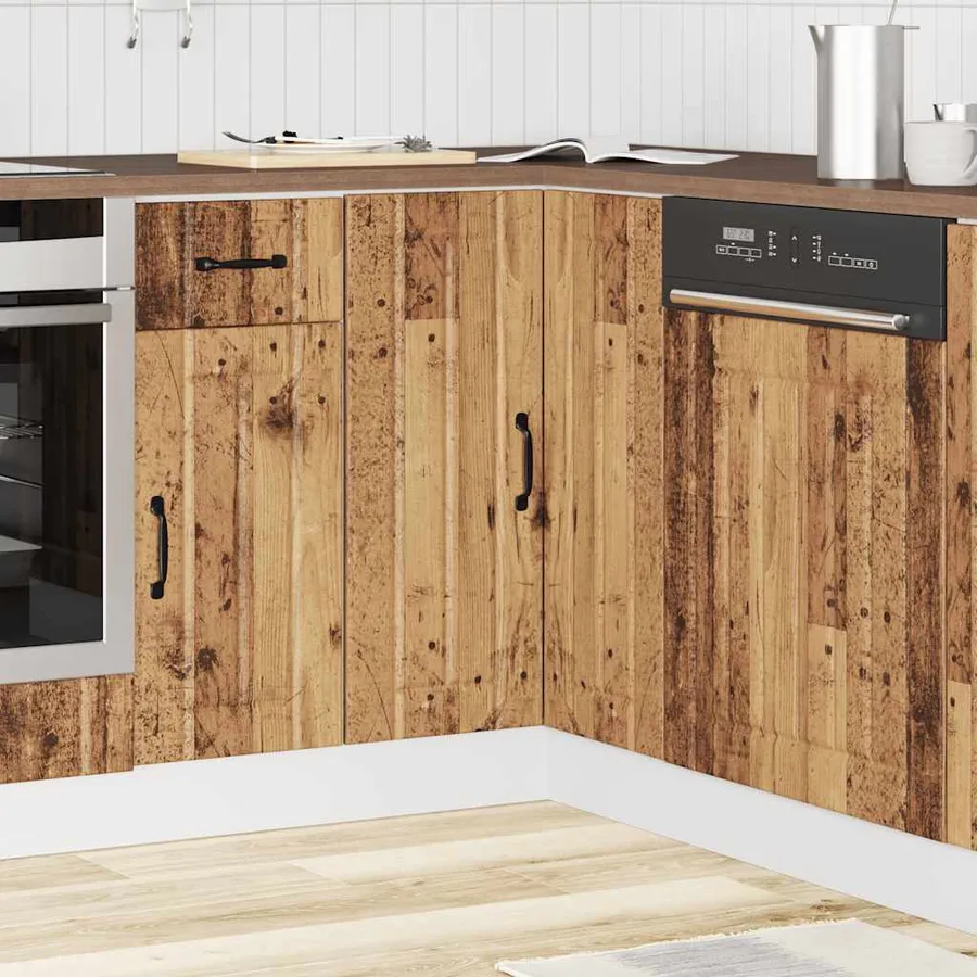Armoire d'angle de cuisine Lucca vieux bois bois d'ingénierie - 3