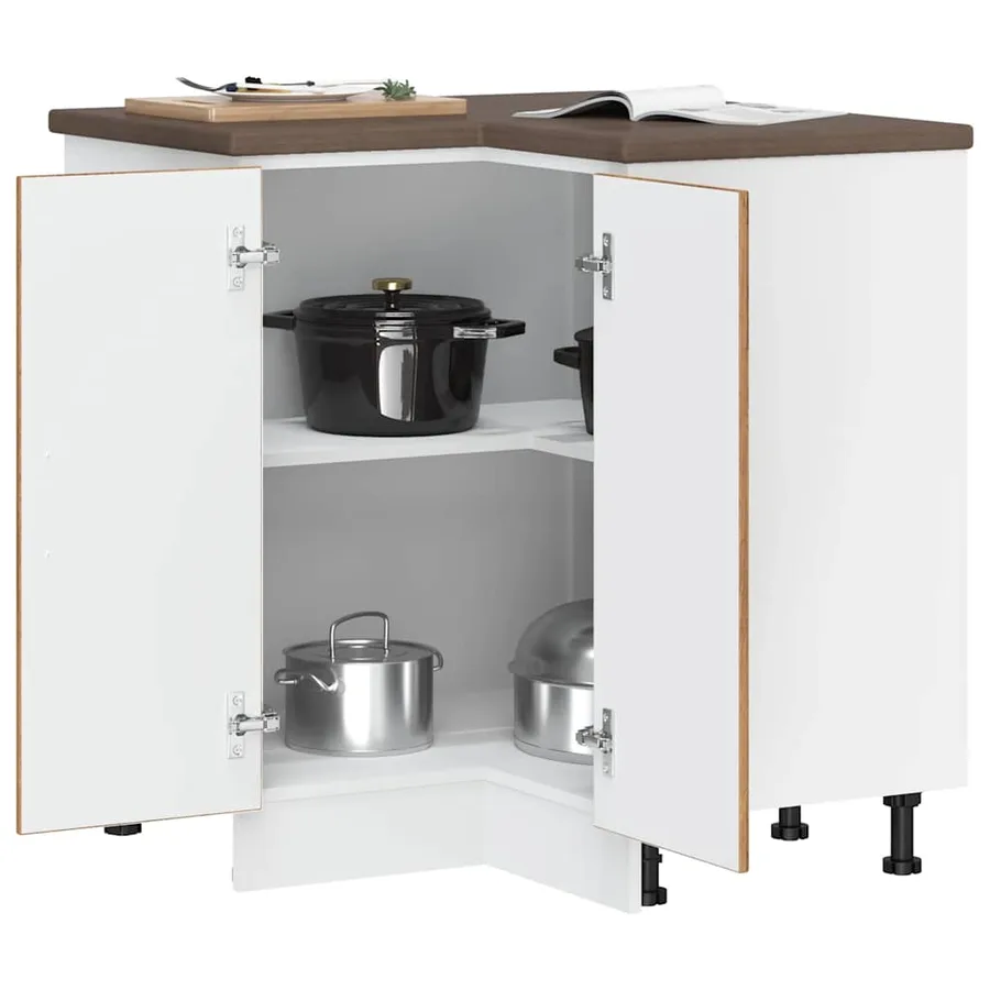 Armoire d'angle de cuisine Lucca vieux bois bois d'ingénierie - 4
