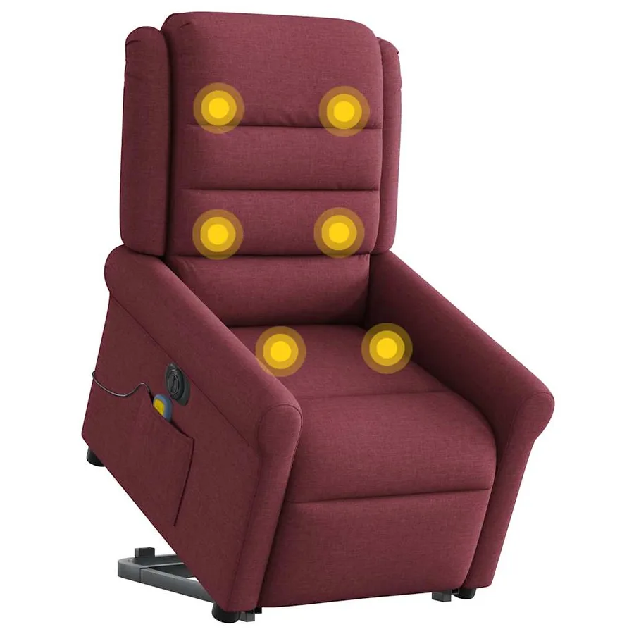 Fauteuil inclinable de massage électrique Rouge bordeaux Tissu - 2
