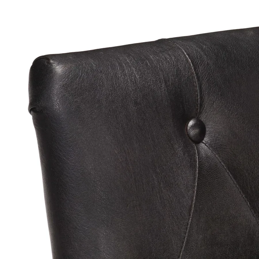 Chaises à manger lot de 6 noir cuir de chèvre véritable - 6
