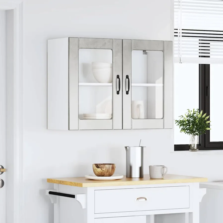 Armoire murale de cuisine avec porte en verre Lucca gris béton - 3