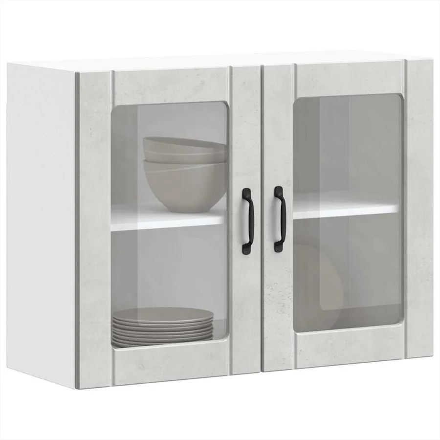 Armoire murale de cuisine avec porte en verre Lucca gris béton - 5