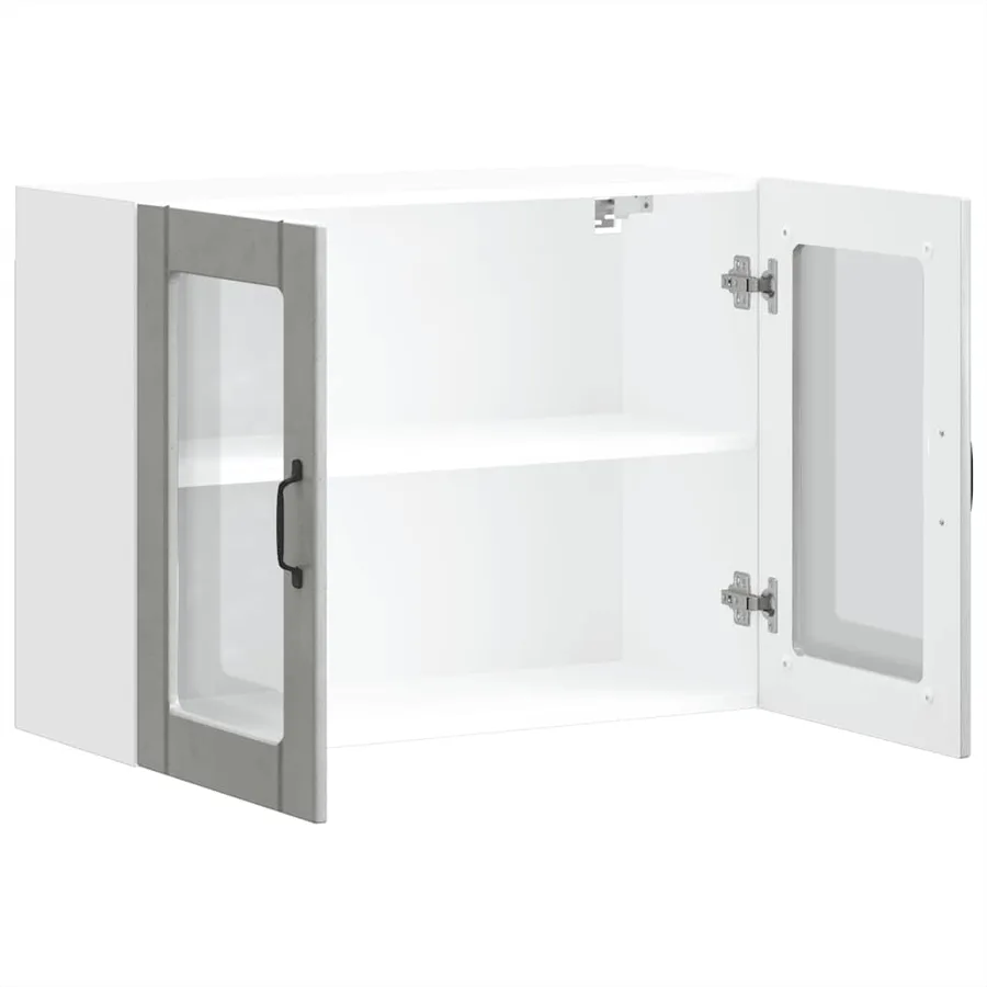 Armoire murale de cuisine avec porte en verre Lucca gris béton - 7