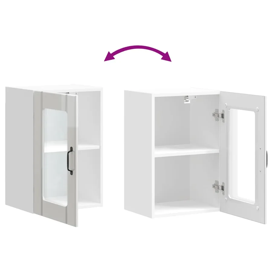 Armoire murale cuisine avec porte en verre Lucca blanc brillant - 10